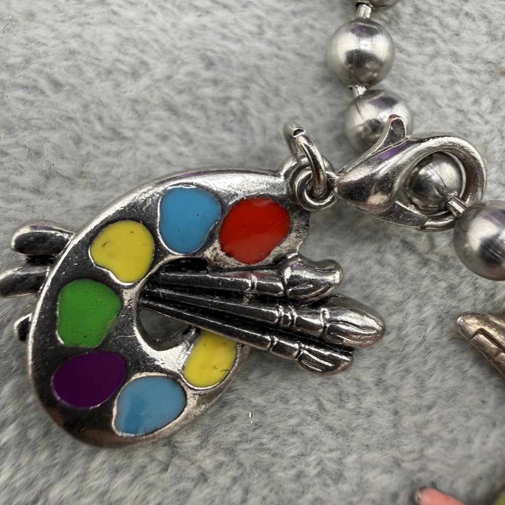 Vintage Brighton Charm Bracelet Silver Tone Summer Theme Enamel Beach 7.5" - Picture 4 of 12